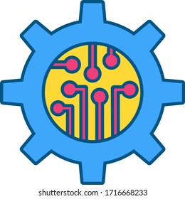 Settings Icon with Gear Option Sign Flat Vector Illustration. Technical Mind Psychological Type. Cog Wheel Shape Element, Industrial Technology and Clock Mechanism Sign