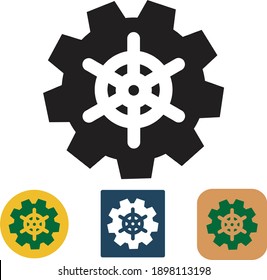 The Settings icon is a gear, in three different colors. Vector illustration.
