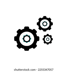 Einstellungssymbol, Schaltplansymbol, Vektorgrafik, Zahnradsymbol. Für Webseiten oder Mobiltelefone. Türkisfarben.