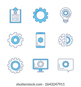  settings icon. Gear wheel vector linear icon for use in any purpose.
