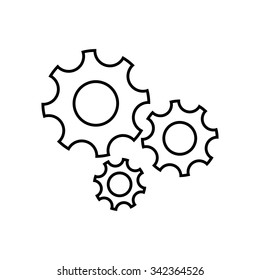 Settings icon - the gear wheels.  Linear icon.