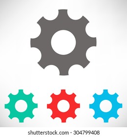 Settings icon - gear wheels. Set of varicolored icons.