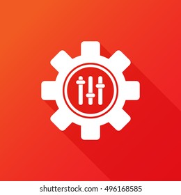 Settings icon, gear within sliders, cog sign