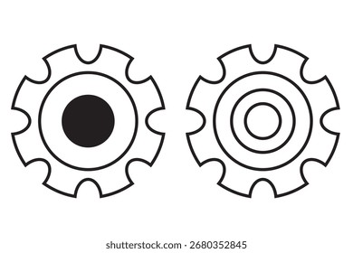 Icono de Configuraciones. Vector de contorno de icono de engranajes. Herramienta de engranaje de Vector o Botón para aplicación de Web o interfaz de usuario. Configuración y Configuraciones relacionadas con el contorno de iconos y el Vector lineal.