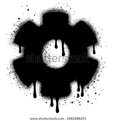 Settings icon graffiti with black spray paint.