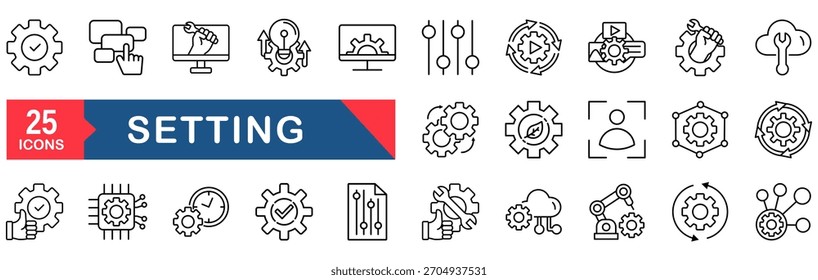 Conjunto de iconos de Configuraciones.�Concepto de Ilustración vectorial para opción, configuración, operación, engranaje, control, ecualizador