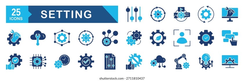 Conjunto de iconos de Configuraciones.�Concepto de Ilustración vectorial para opción, configuración, operación, engranaje, control, ecualizador