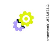 Settings Icon With Interlocking Gears In Flat Vector Illustration Symbolizing Configuration, Customization, And System Control, Isolated On White Background