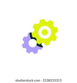 Settings Icon With Interlocking Gears In Flat Vector Illustration Symbolizing Configuration, Customization, And System Control, Isolated On White Background