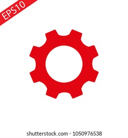 Settings icon isolated on white background. Red settings icon modern symbol for graphic and web design. Settings icon simple sign for logo, web, app, UI. Settings icon flat vector illustration, EPS10.