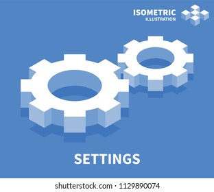 Settings icon. Isometric template for web design in flat 3D style. Vector illustration.