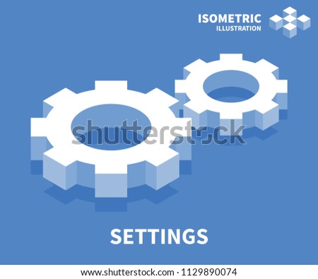 Settings icon. Isometric template for web design in flat 3D style. Vector illustration.