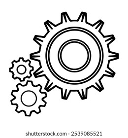Icono de Configuraciones. Icono de ajuste de línea con el ícono de engranajes giratorios.
