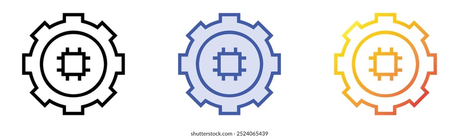 settings icon. Linear, Blue Fill and Gradient Style Design Isolated On White Background