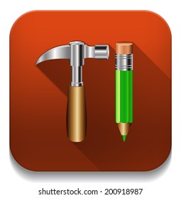 settings icon With long shadow over app button