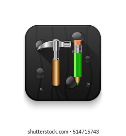 settings icon With long shadow over app button