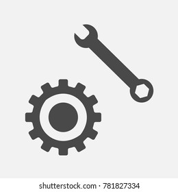 settings icon and mechanical spanner for industrial vector eps10