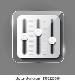 Settings icon for mobile app. Glass icons for website and blog.
