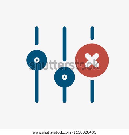 Settings icon, multimedia icon with cancel sign. Settings icon and close, delete, remove symbol. Vector illustration