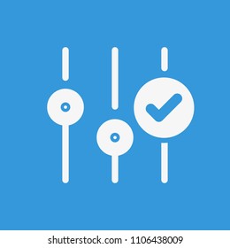 Settings icon, multimedia icon with check sign. Settings icon and approved, confirm, done, tick, completed symbol. Vector illustration