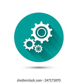 Settings icon on green background with shadow