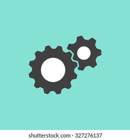 Settings  icon  on green background. Vector illustration.