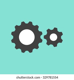 Settings  icon  on green background. Vector illustration.