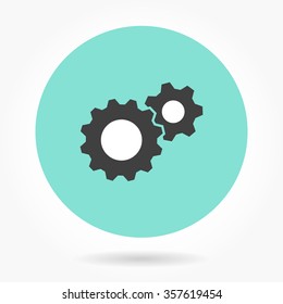 Settings  icon  on green background. Vector illustration.