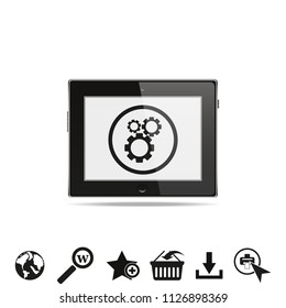Settings icon on tablet pc.