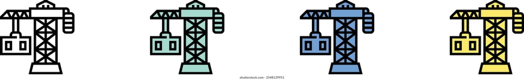 settings icon. Outline, Green, Blue and Yellow Style Design Isolated On White Background