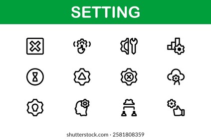 Settings Icon Pack. Scalable Vector Graphics for Adjustment, Optimization, and Fine-Tuning of Applications and Systems