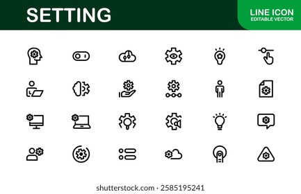Settings Icon Pack. Scalable Vector Graphics for Adjustment, Optimization, and Fine-Tuning of Applications and Systems