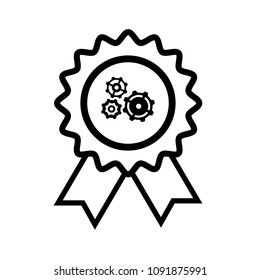 settings icon and quality guarantee symbol