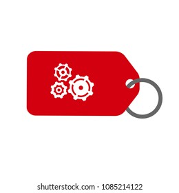 Settings icon and red price label, vector illustration