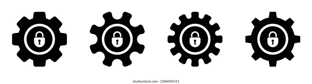Settings icon and security, protection, privacy vector illustrations
