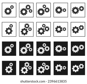 Settings icon set. Cogwheel gear mechanism vector settings with black color. Functions symbol. vector illustration isolated on white background.
