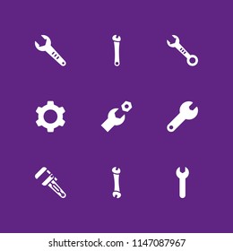 settings icon set. cogwheel, wrench and spanner vector icon for graphic design and web
