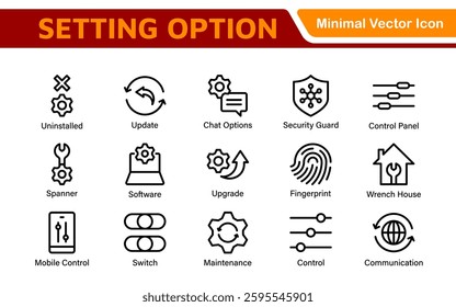 Settings, icon set. Containing options, configuration, preferences, adjustments, operation, gear, control panel, equalizer, management, optimization and productivity icons.