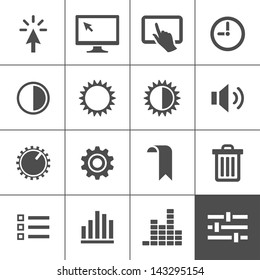 Settings icon set. Control icons. Vector illustration. Simplus series