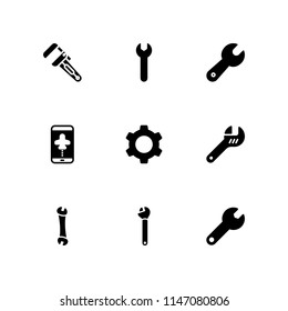 settings icon set. flight mode, spanner and wrench vector icon for graphic design and web