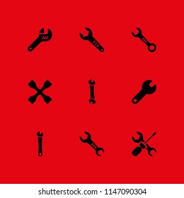 settings icon set. repair tool, wrench and spanner vector icon for graphic design and web