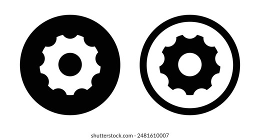 Settings icon set in simple and stroke style in black and white color. Gear set. Black gear wheel icons on white background - Vector icon.