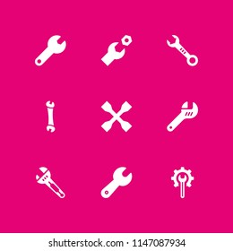 settings icon set. spanner, wrench and cogwheel vector icon for graphic design and web