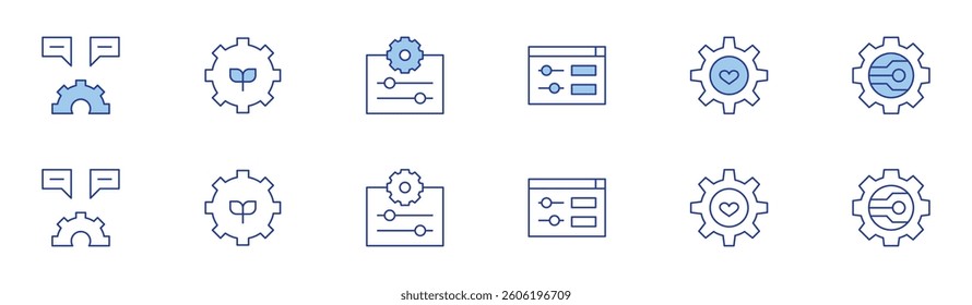 Settings icon set in two styles, Duotone and Thin Line style. Editable stroke. notification, settings.