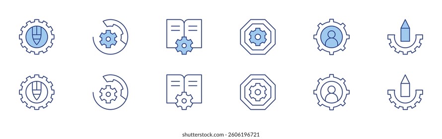Settings icon set in two styles, Duotone and Thin Line style. Editable stroke. management, tech support, manual, setting, settings.