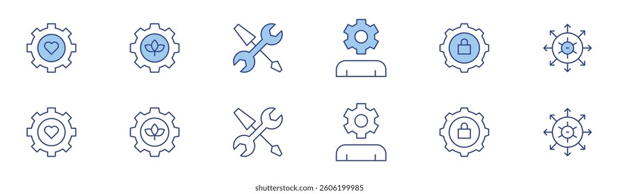 Settings icon set in two styles, Duotone and Thin Line style. Editable stroke. settings, gear, manager.