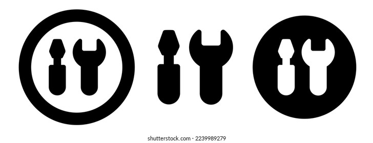 Settings icon set. Vector clipart isolated on white background.