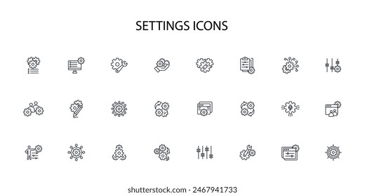 Settings icon set.vector.Editable stroke.linear style sign for use web design,logo.Symbol illustration.