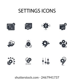 Settings icon set.vector.Editable stroke.linear style sign for use web design,logo.Symbol illustration.