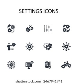 Settings icon set.vector.Editable stroke.linear style sign for use web design,logo.Symbol illustration.